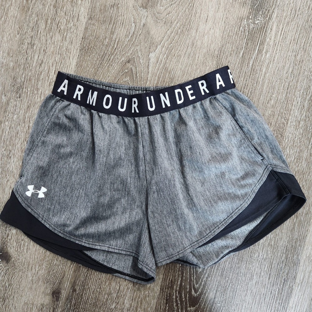 Under Armour HeatGear Womens Grey Space Dye Athletic Training Shorts Small